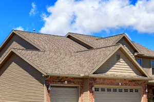 Brown shingled roof on a house