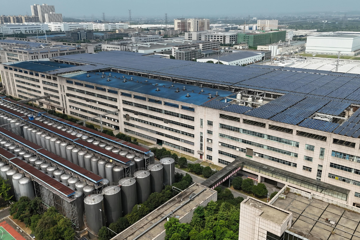 Industrial Facility with Solar Panel Rooftop